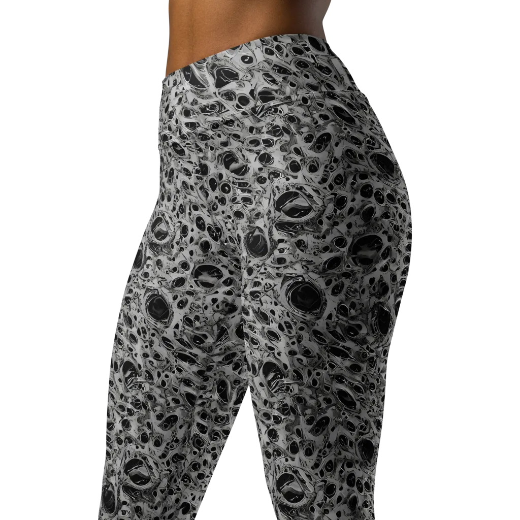 Black Matter on Yoga Leggings — Left Front