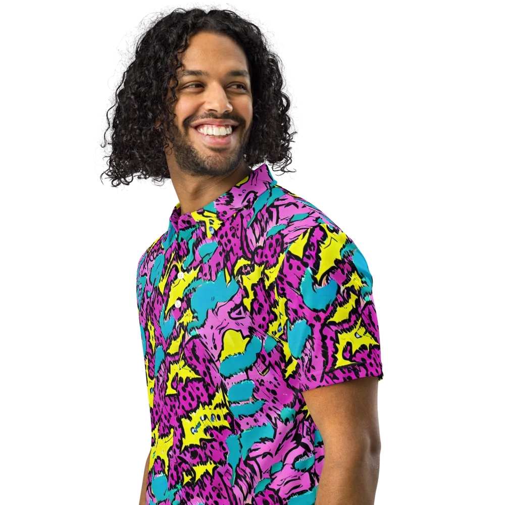 Psychedelic Prowl on Men's Slim Fit Polo Shirt — Left Front