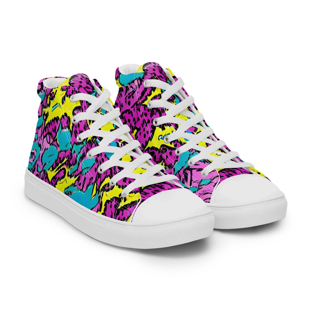 Psychedelic Prowl on Men's High Top Canvas Shoes — Right Front