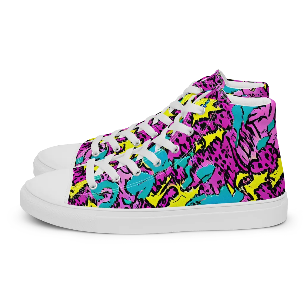Psychedelic Prowl on Men's High Top Canvas Shoes — Left