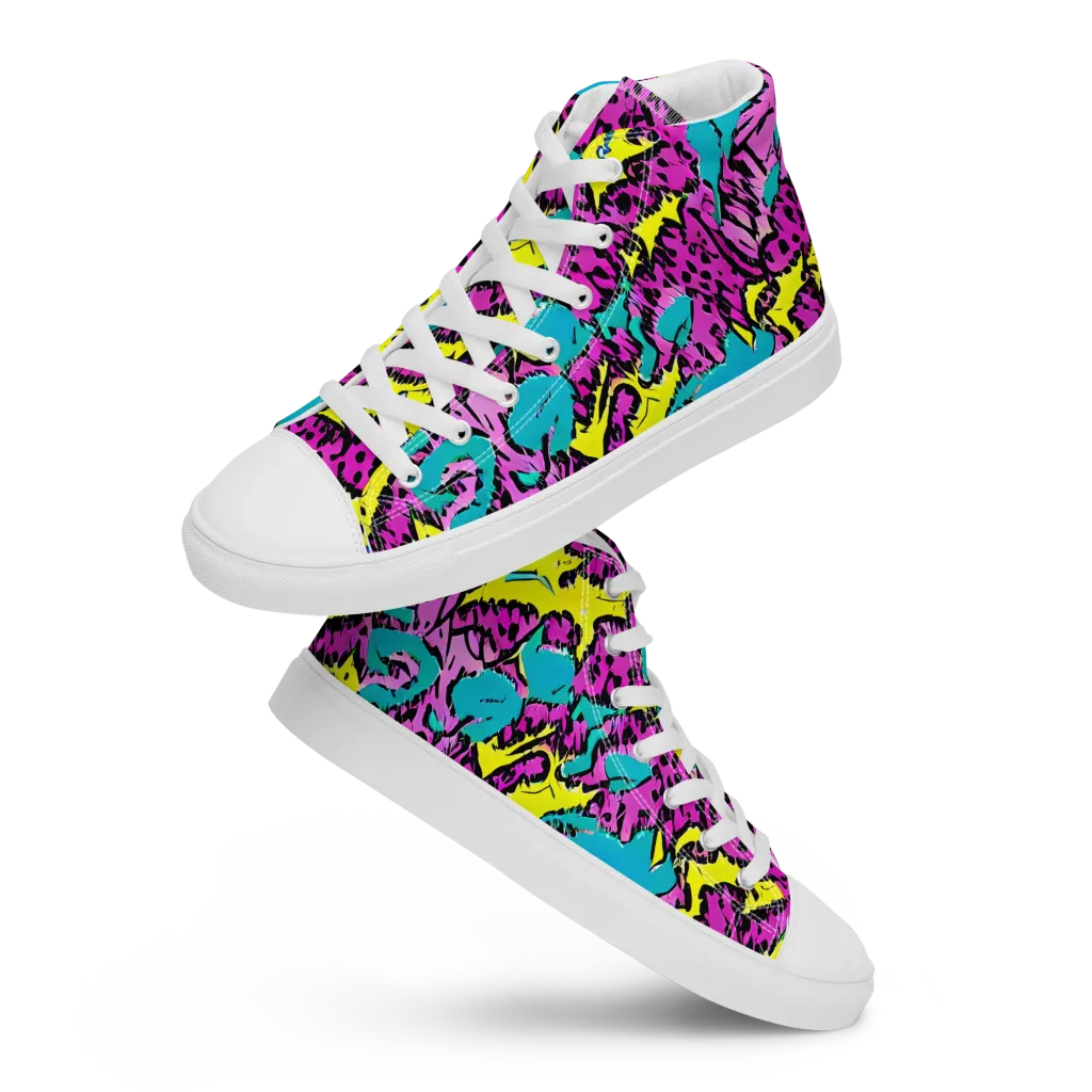 Psychedelic Prowl on Men's High Top Canvas Shoes — Front
