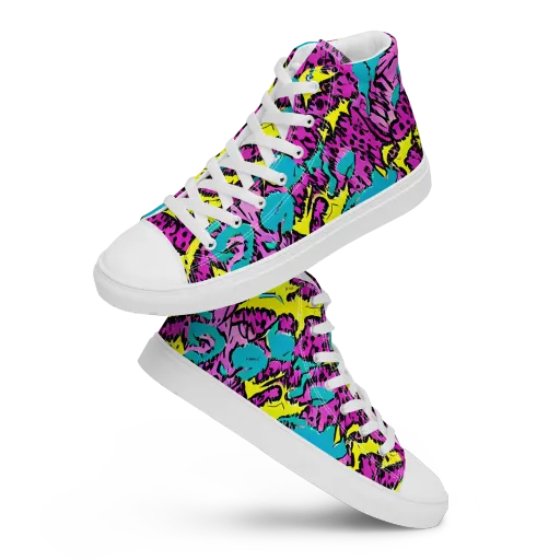 Psychedelic Prowl on a Men's High Top Canvas Shoes