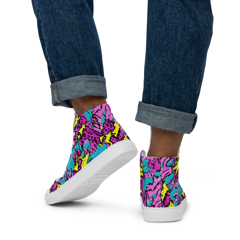 Psychedelic Prowl on Men's High Top Canvas Shoes — Back