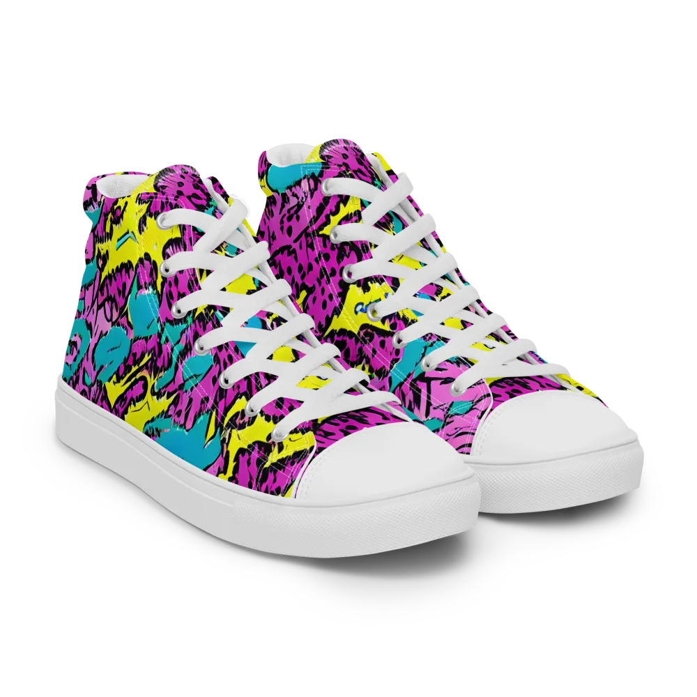 Psychedelic Prowl on Women's High Top Canvas Shoes — Right Front