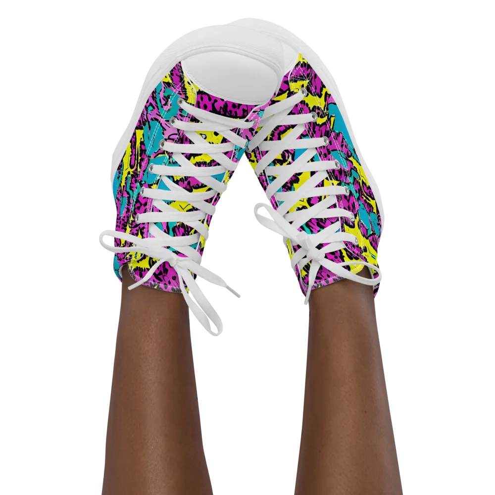 Psychedelic Prowl on Women's High Top Canvas Shoes — Front