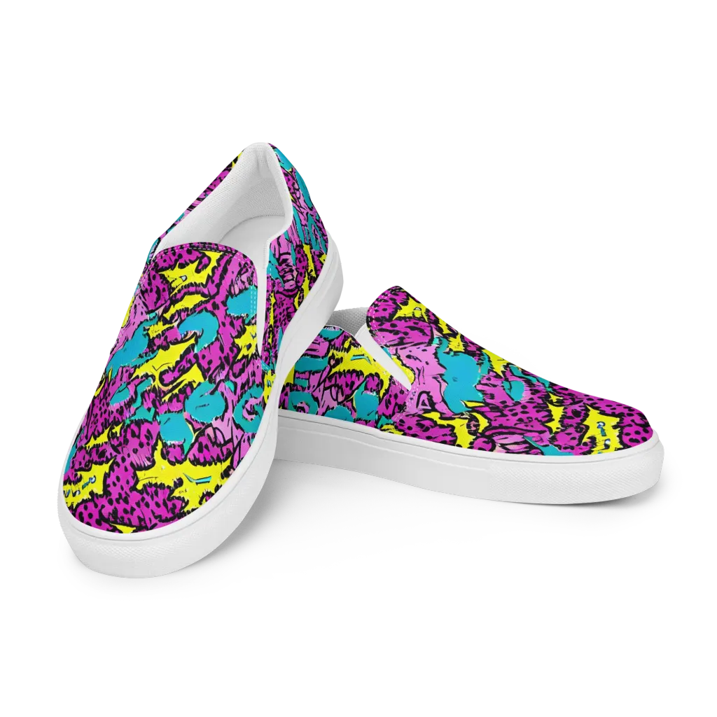Psychedelic Prowl on Men's Slip-On Canvas Shoes — Left Front
