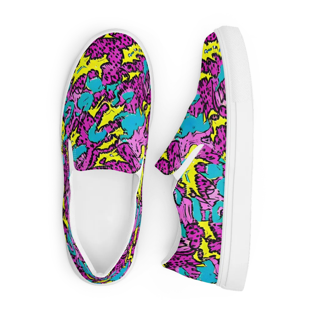 Psychedelic Prowl on Men's Slip-On Canvas Shoes — Front