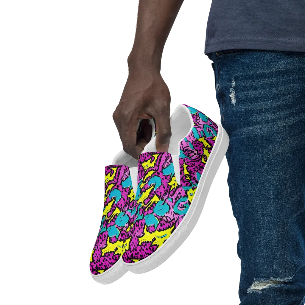 Psychedelic Prowl on Men's Slip-On Canvas Shoes — Left Front