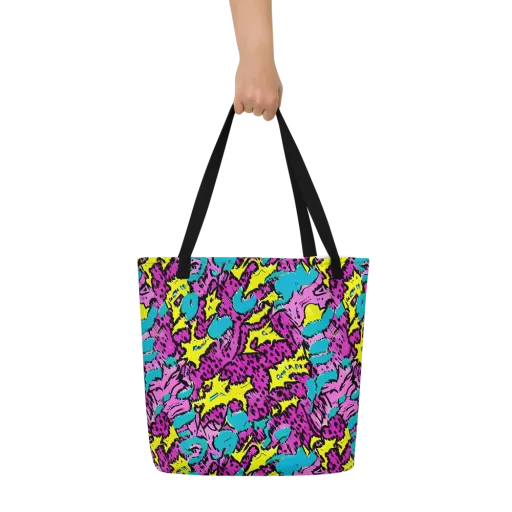 Psychedelic Prowl on a Large Tote Bag W/ Pocket