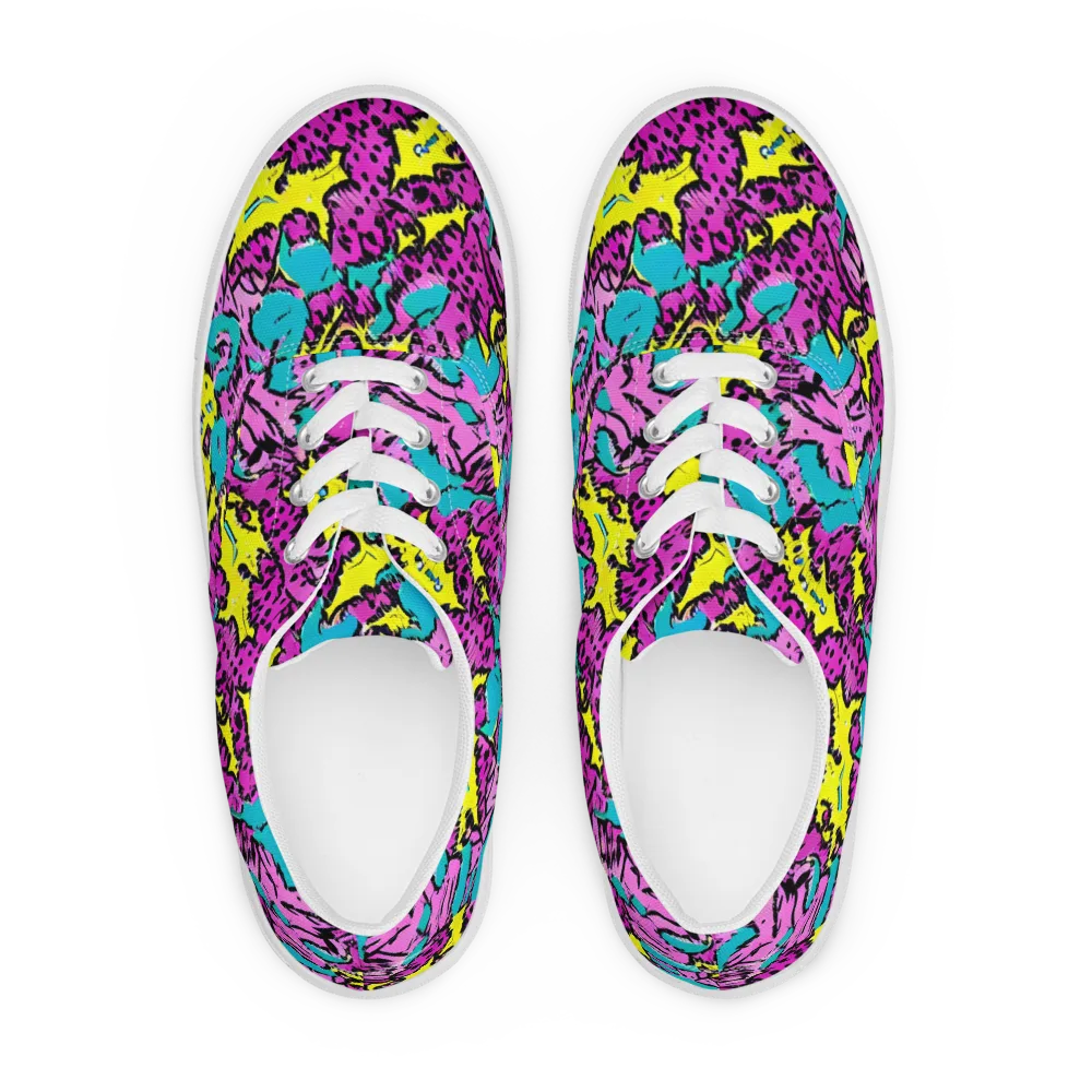 Psychedelic Prowl on Men's Lace-Up Canvas Shoes — Front