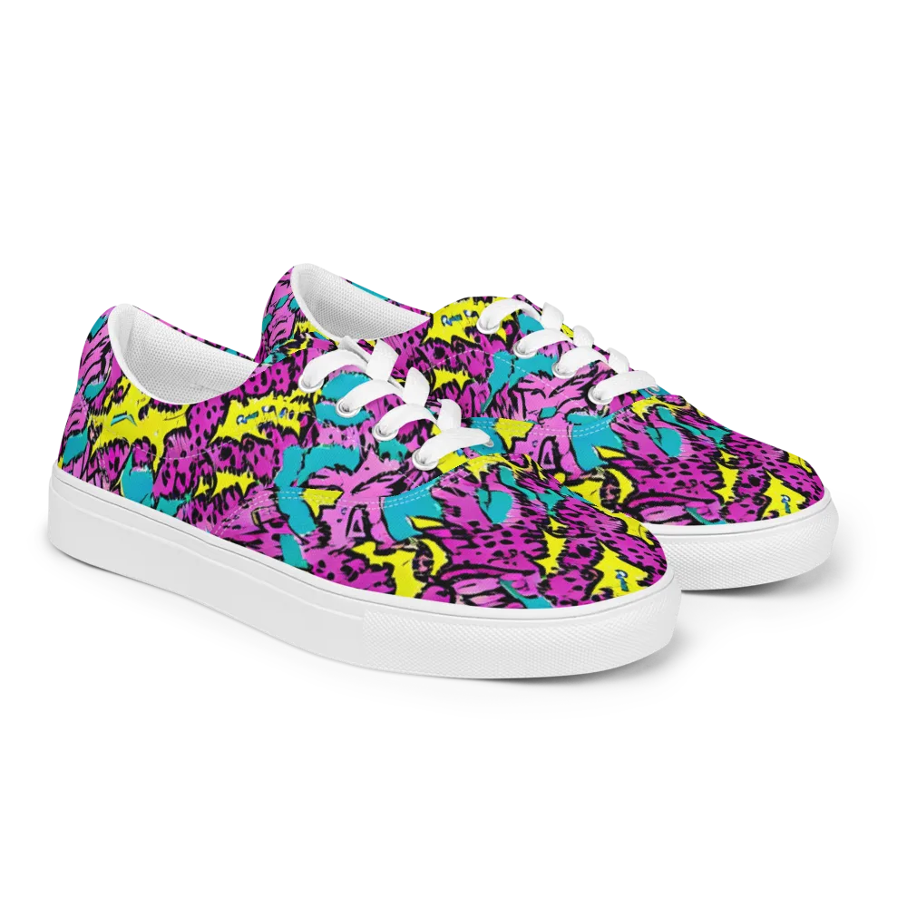 Psychedelic Prowl on Men's Lace-Up Canvas Shoes — Right Front