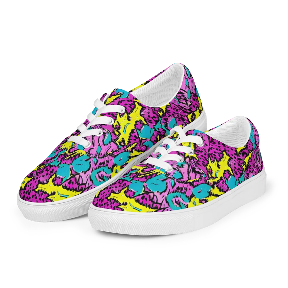 Psychedelic Prowl on Men's Lace-Up Canvas Shoes — Left Front