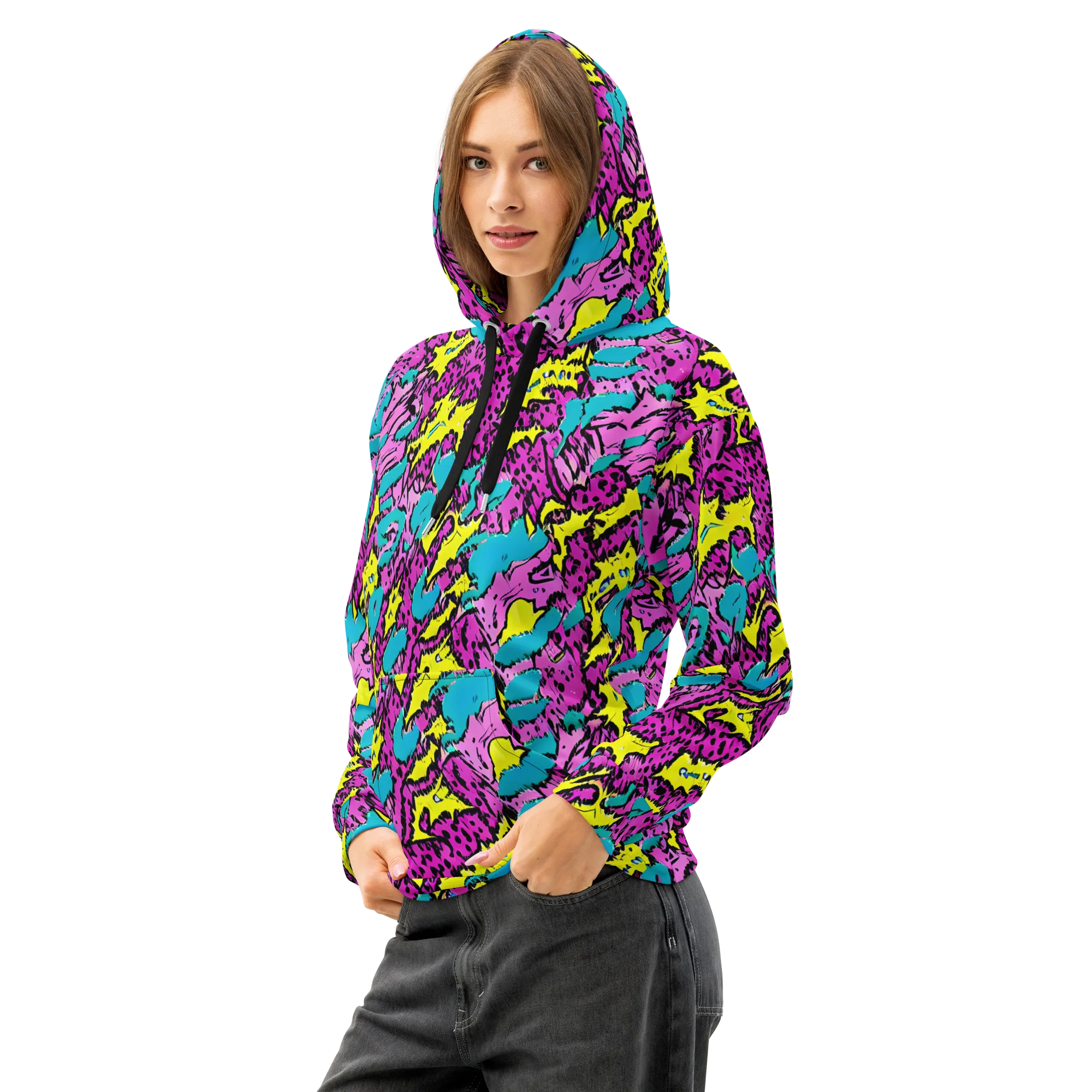 Psychedelic Prowl on Cotton Hoodie — Left Front