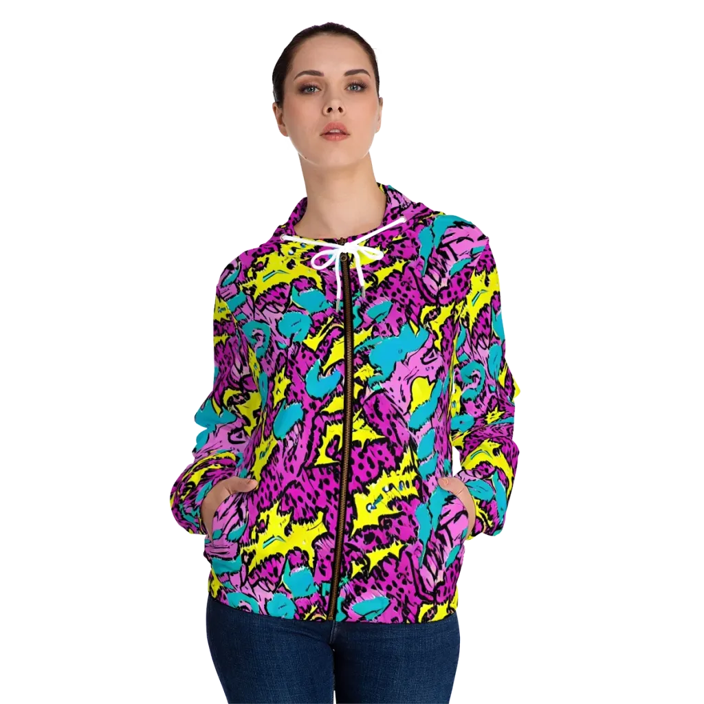 Psychedelic Prowl on Women's Full-Zip Hoodie — Front On Person