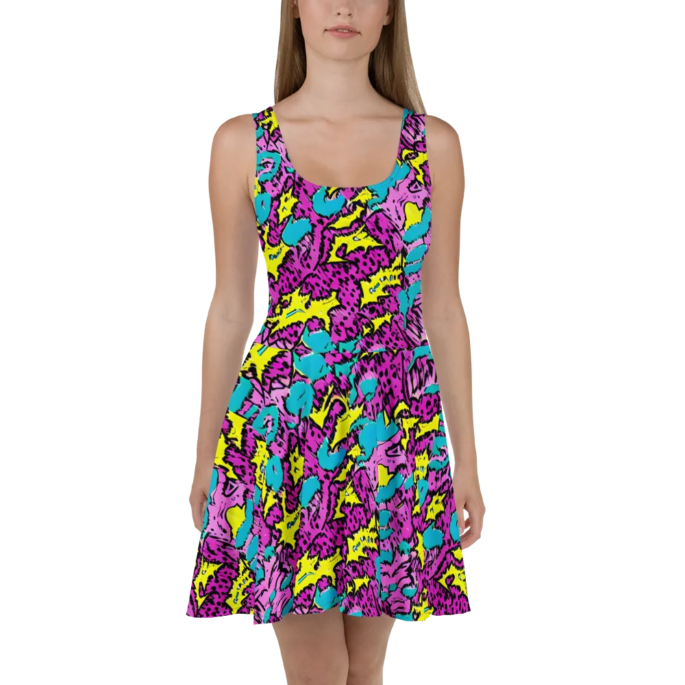 Psychedelic Prowl on Skater Dress — Front
