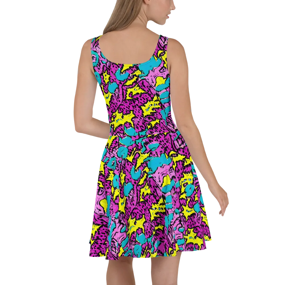 Psychedelic Prowl on Skater Dress — Back