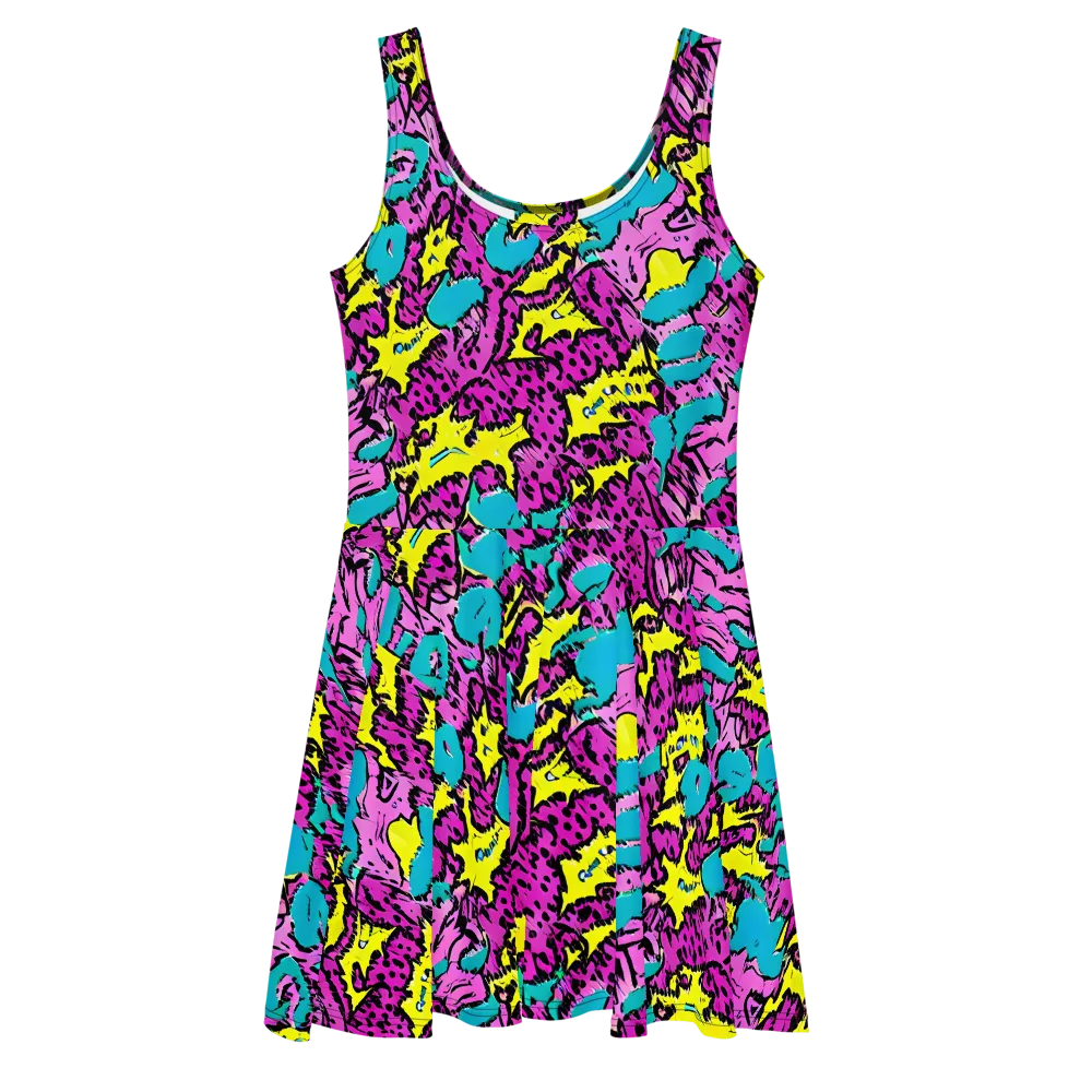 Psychedelic Prowl on Skater Dress — Front