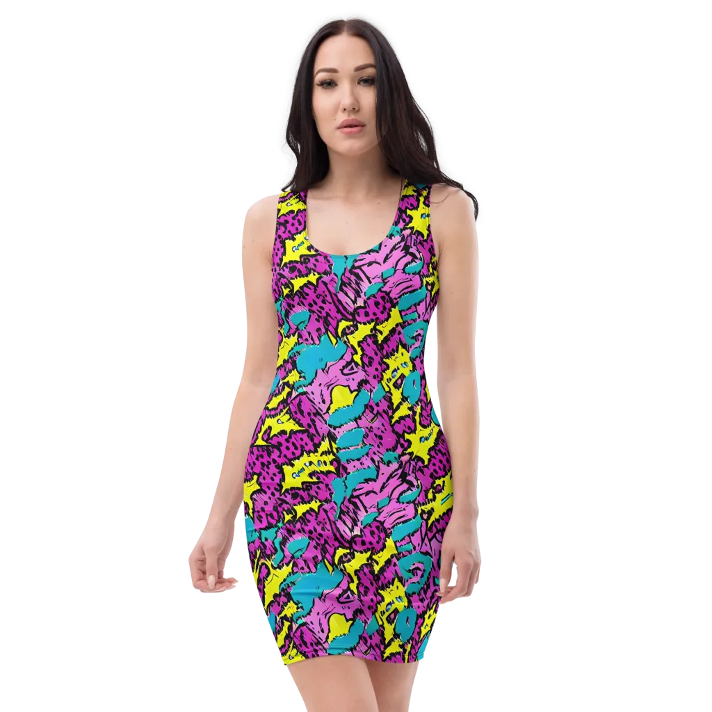 Psychedelic Prowl on Bodycon Dress — Front