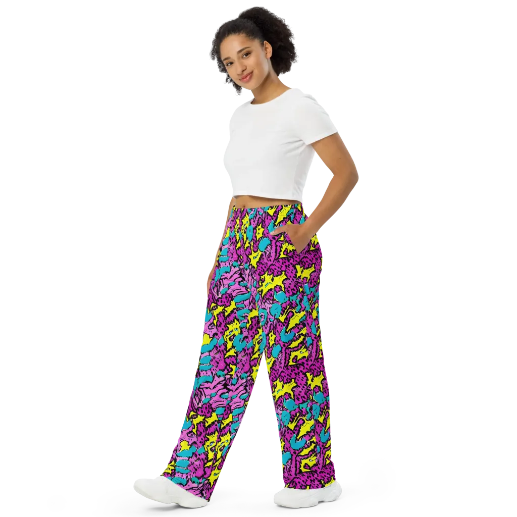 Psychedelic Prowl on Wide-Leg Pants — Left Front