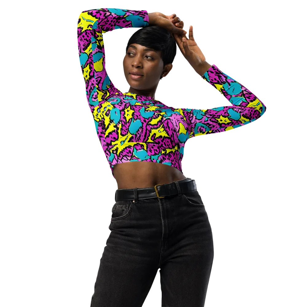 Psychedelic Prowl on Long Sleeve Crop Top — Front