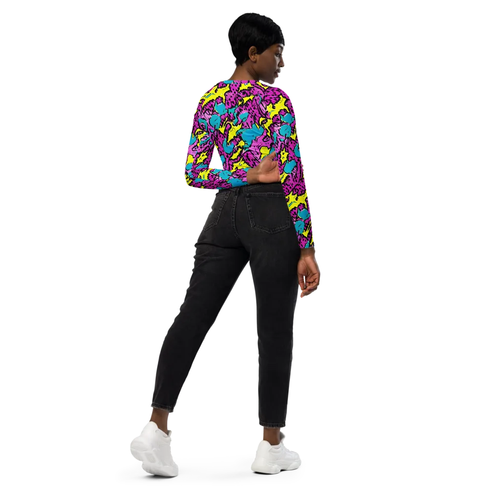 Psychedelic Prowl on Long Sleeve Crop Top — Right Back
