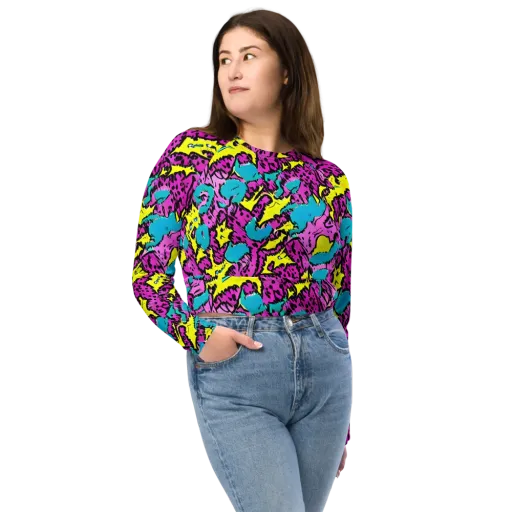 Psychedelic Prowl on a Long Sleeve Crop Top