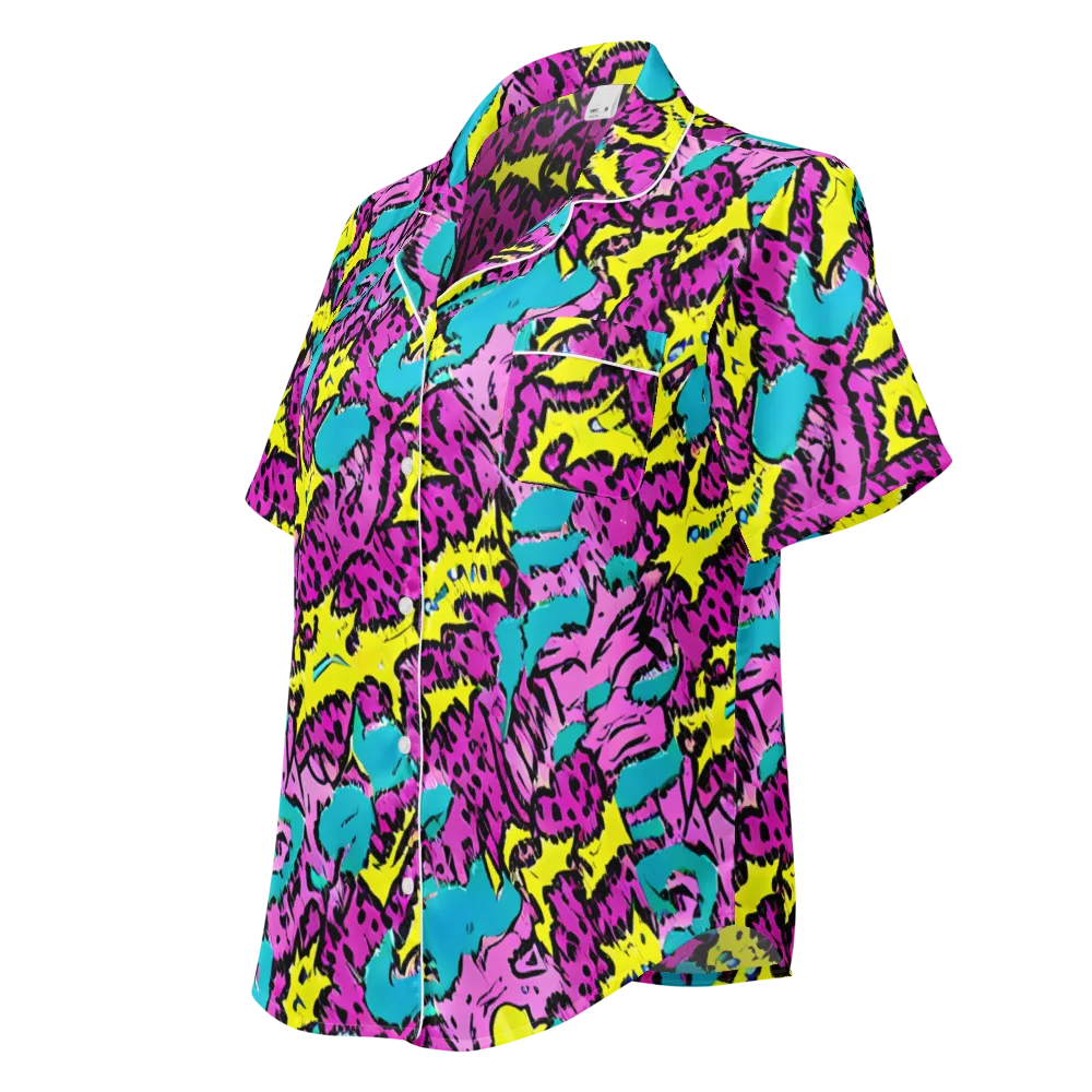 Psychedelic Prowl on Women's Short Sleeve Pajama Top — Left Front