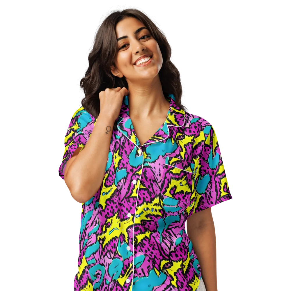 Psychedelic Prowl on Women's Short Sleeve Pajama Top — Front