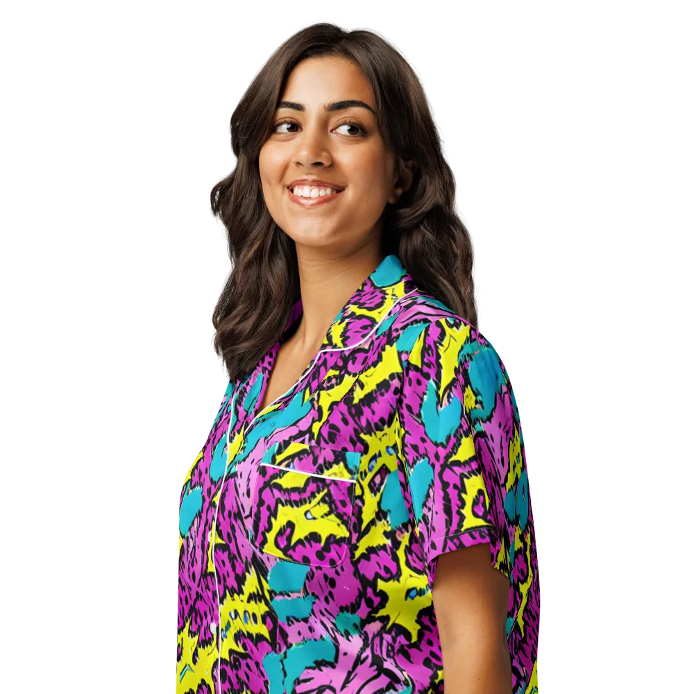 Psychedelic Prowl on Women's Short Sleeve Pajama Top — Left Front