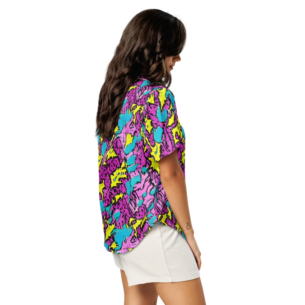 Psychedelic Prowl on Women's Short Sleeve Pajama Top — Right Back