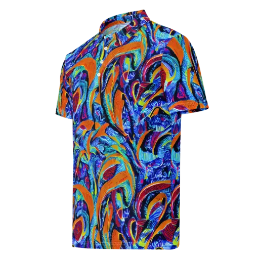 Tangerine Jungle on a Men's Slim Fit Polo Shirt