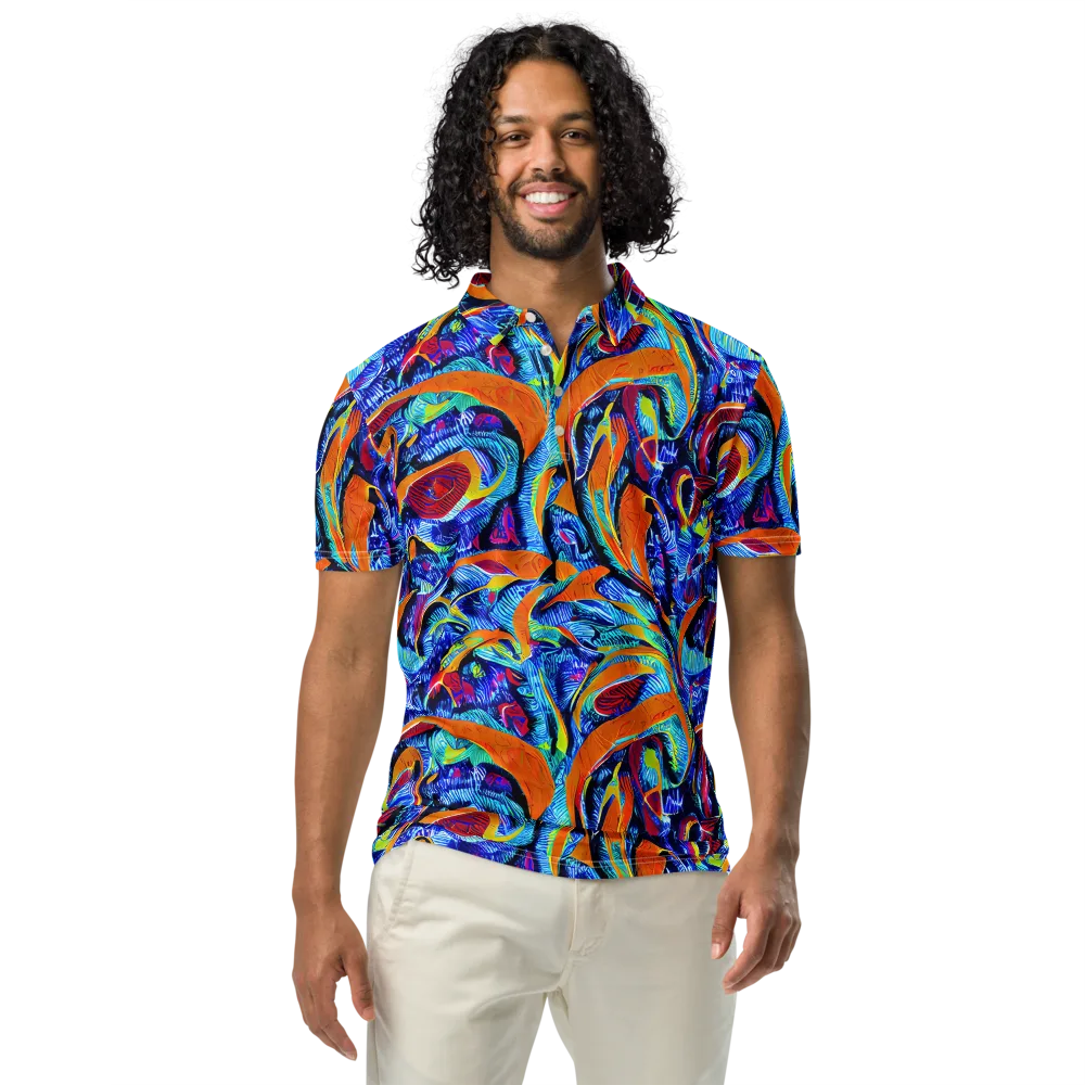 Tangerine Jungle on Men's Slim Fit Polo Shirt — Front