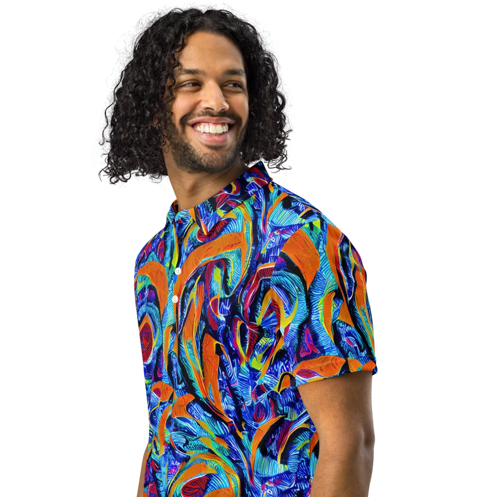 Tangerine Jungle on Men's Slim Fit Polo Shirt — Left Front