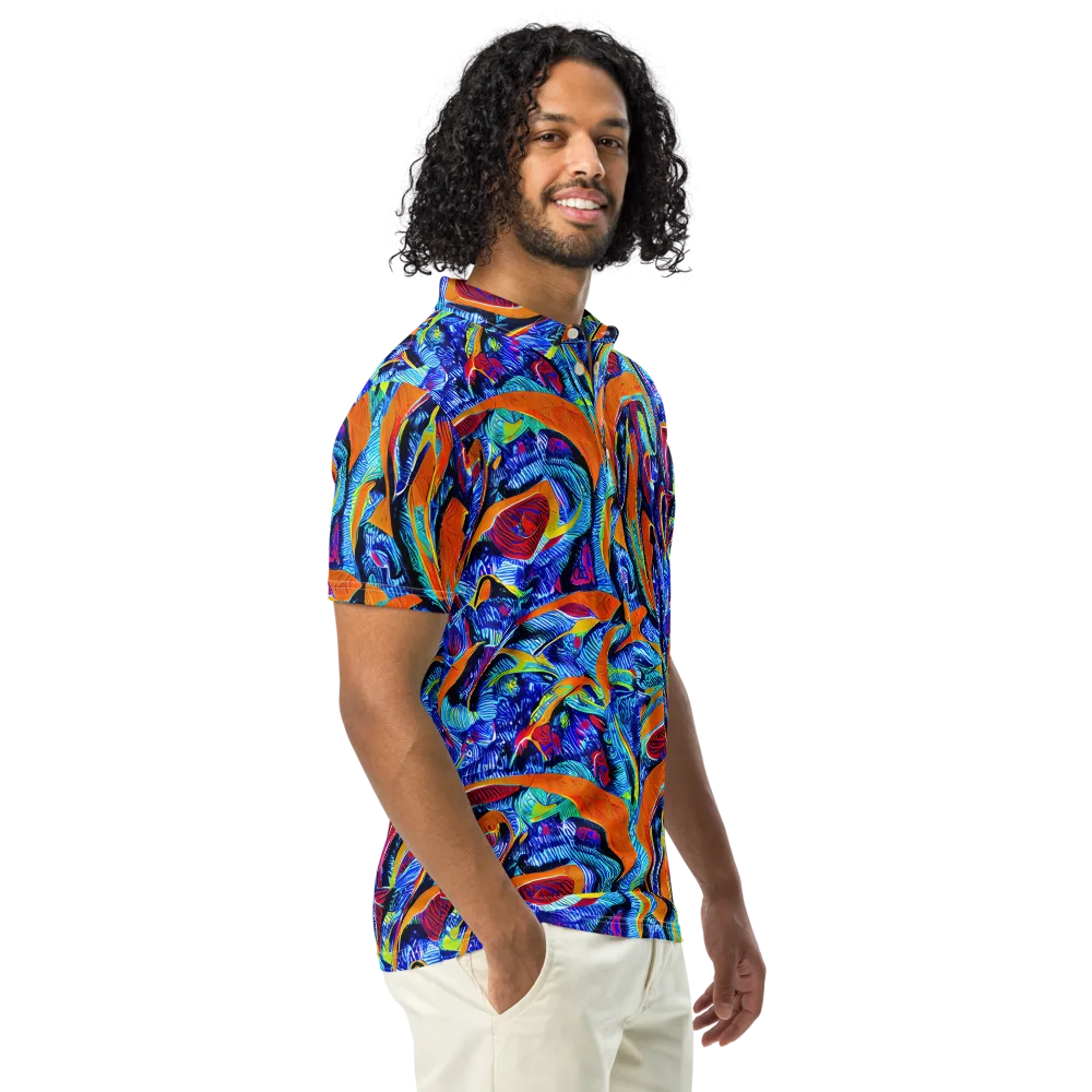 Tangerine Jungle on Men's Slim Fit Polo Shirt — Right Front