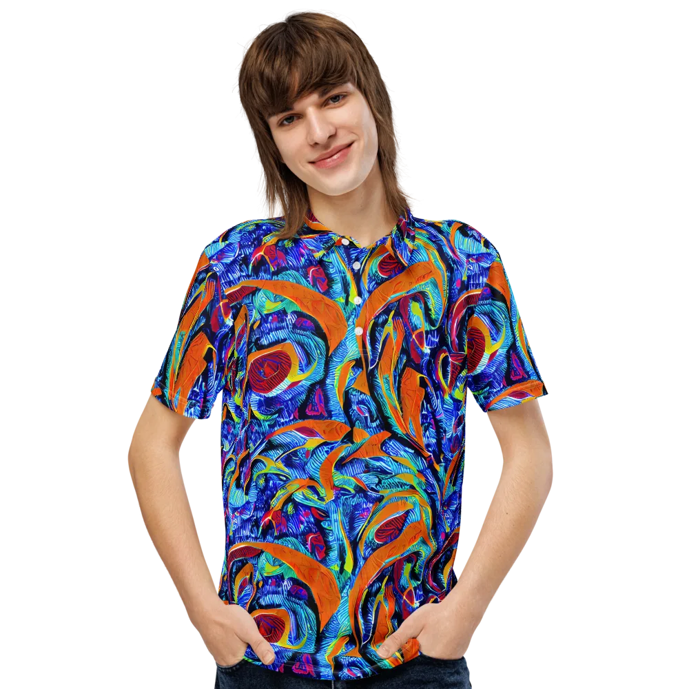 Tangerine Jungle on Men's Slim Fit Polo Shirt — Front