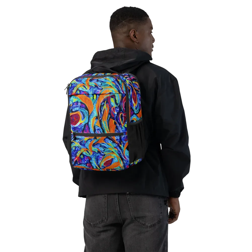 Tangerine Jungle on Utility Backpack — Back