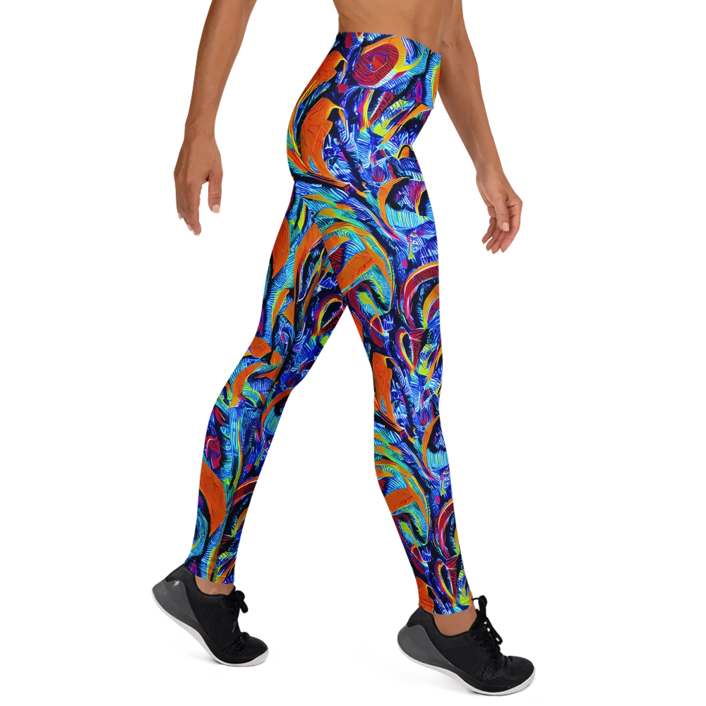Tangerine Jungle on Yoga Leggings — Right