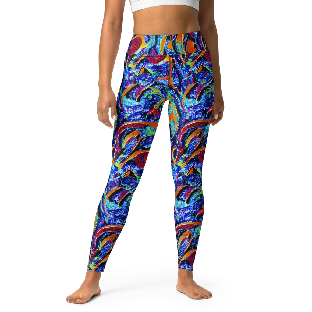Tangerine Jungle on Yoga Leggings — Front