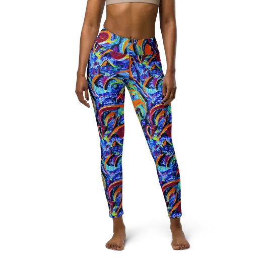 Tangerine Jungle on a Yoga Leggings