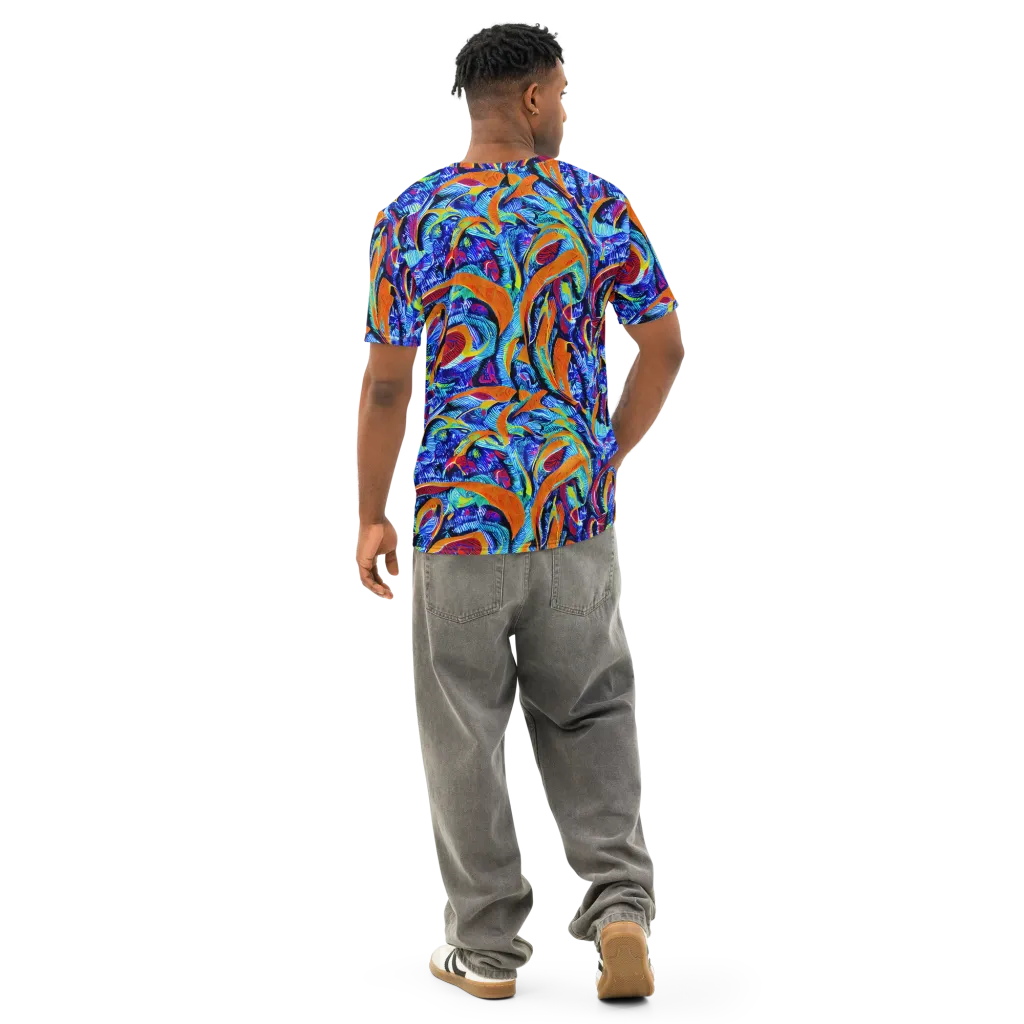 Tangerine Jungle on Men's Cotton Crew Neck T-Shirt — Back