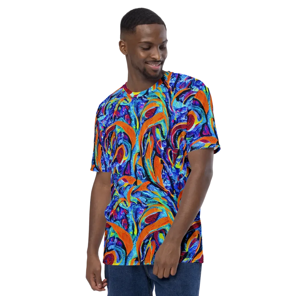 Tangerine Jungle on Men's Crew Neck T-Shirt — Left