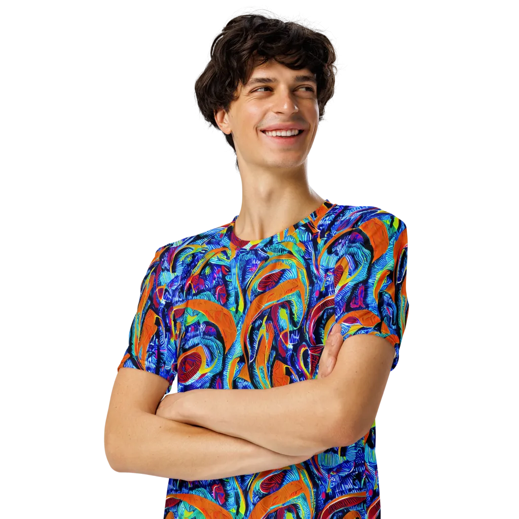 Tangerine Jungle on Men's Crew Neck T-Shirt — Left Front
