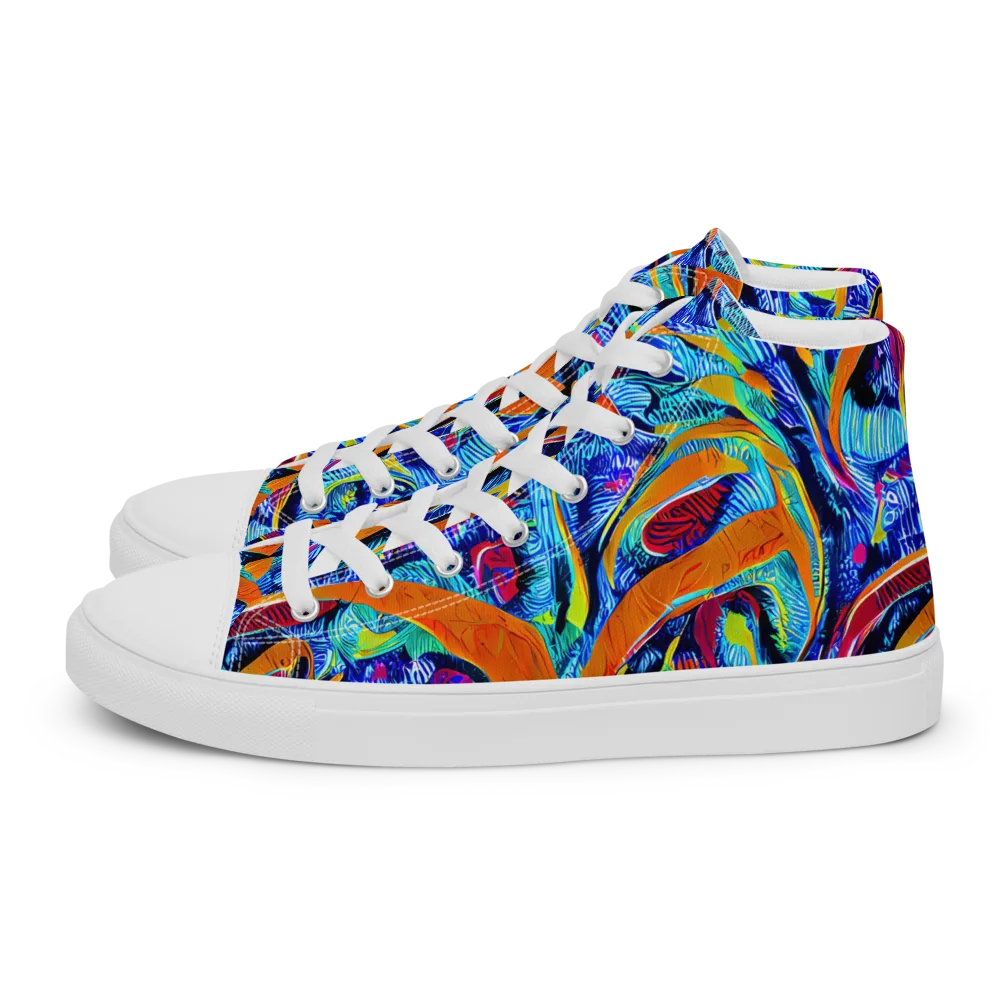 Tangerine Jungle on Men's High Top Canvas Shoes — Left