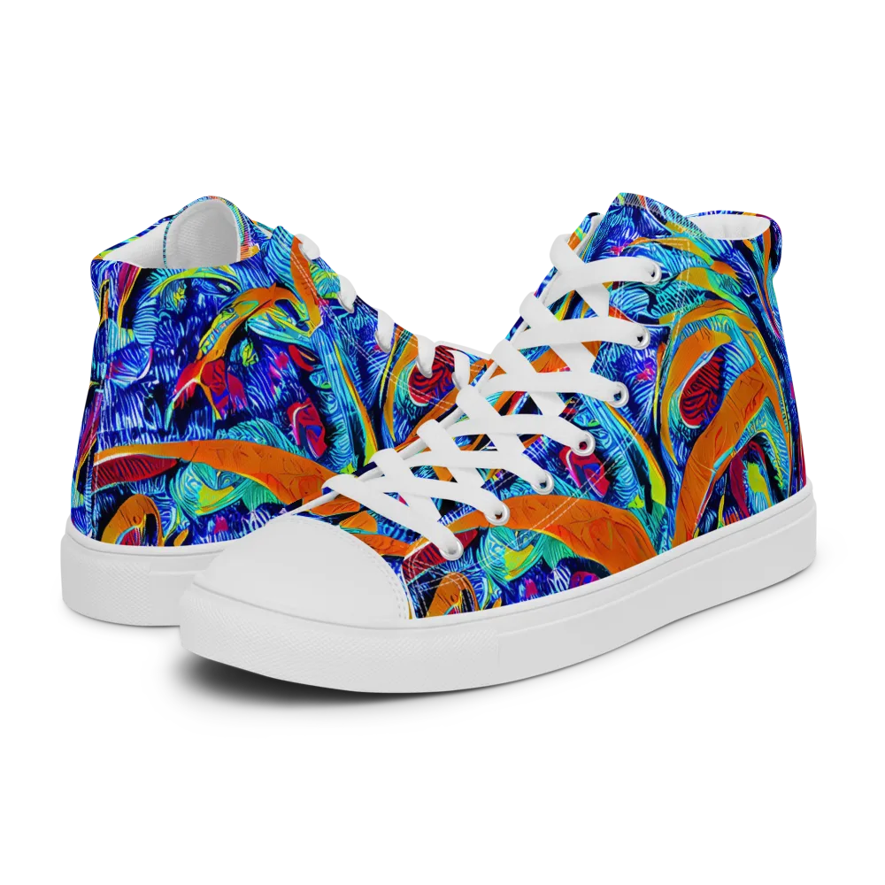 Tangerine Jungle on Men's High Top Canvas Shoes — Left