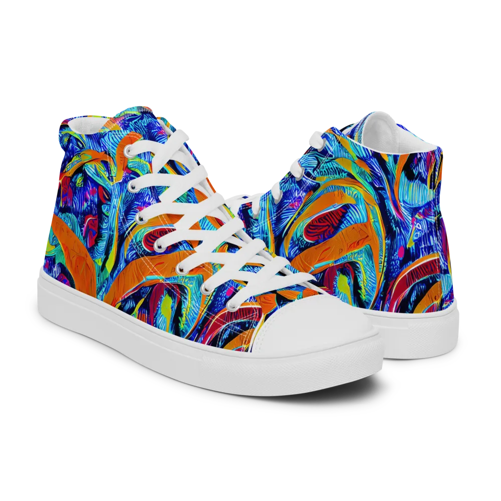 Tangerine Jungle on Men's High Top Canvas Shoes — Right
