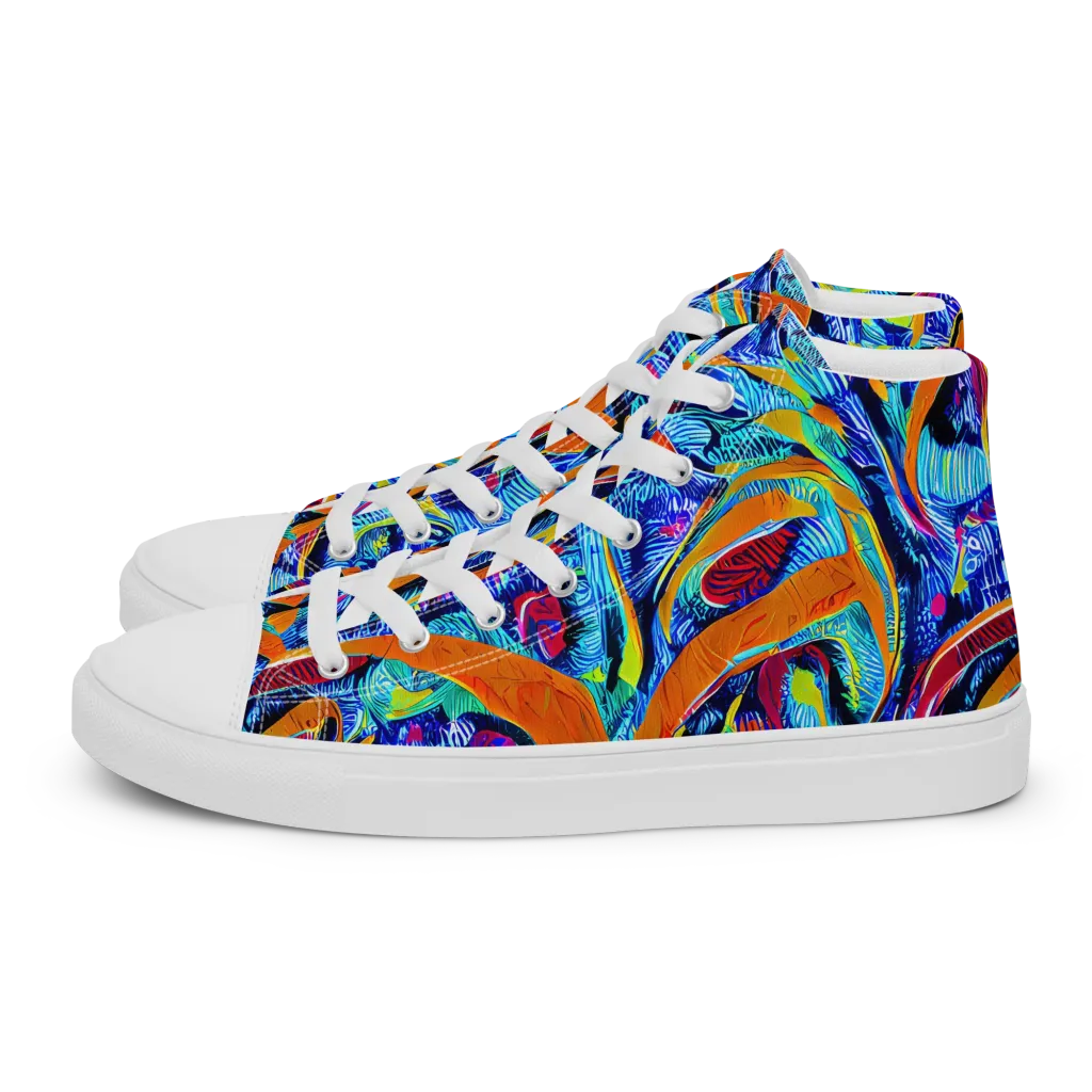 Tangerine Jungle on Women's High Top Canvas Shoes — Left