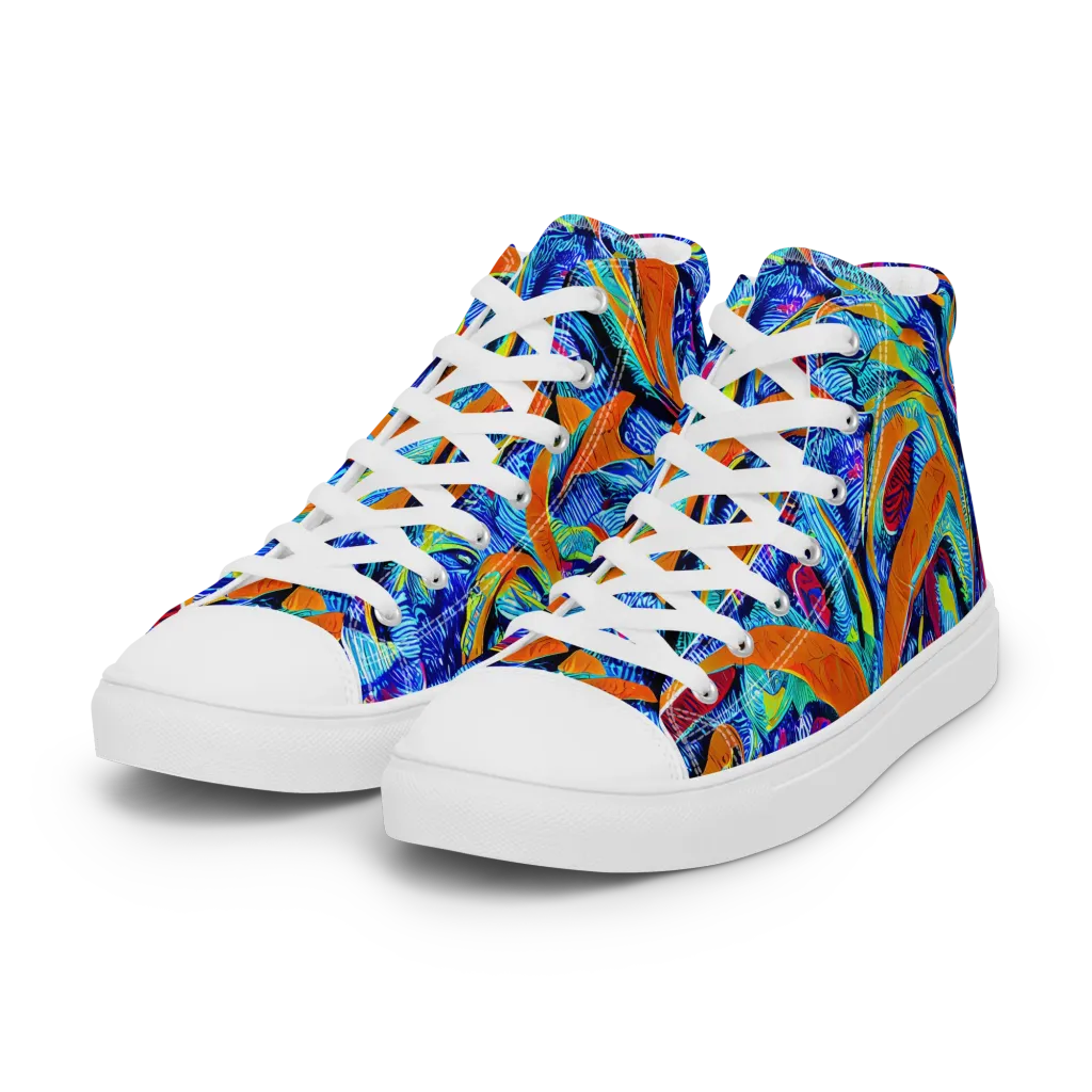 Tangerine Jungle on Women's High Top Canvas Shoes — Left Front