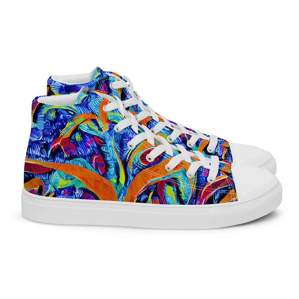 Tangerine Jungle on Women's High Top Canvas Shoes — Right