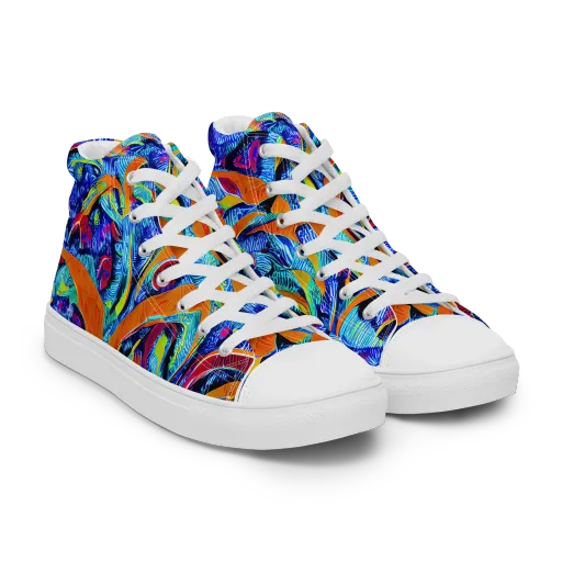 Tangerine Jungle on a Women's High Top Canvas Shoes