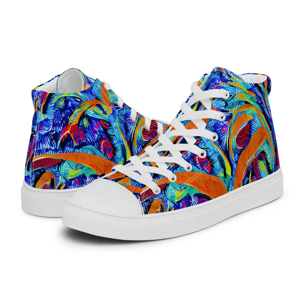 Tangerine Jungle on Women's High Top Canvas Shoes — Left